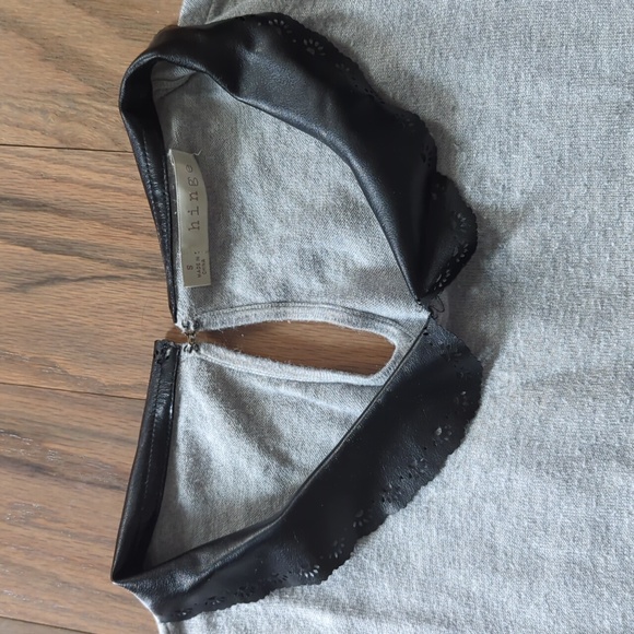 Nordstrom Hinge Sweater with Faux Leather Collar Sz S - Picture 2 of 3